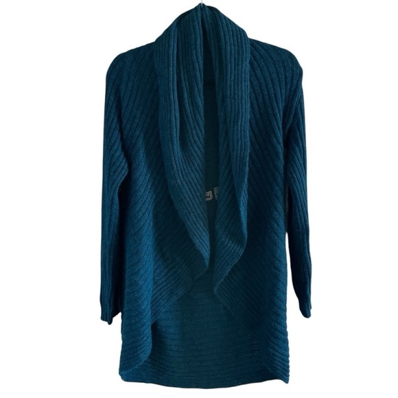 Peruvian Link Alpaca Collection Essential Sweater Open Front Teal Cozy Warm OS - Picture 7 of 10